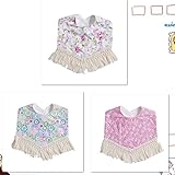 MUSTY　よだれかけ　 スタイ バンダナ フリンジ　飾り 　お食事エプロン スナップビブ よだれカバー 3枚セット 調節可能 コットン 厚手スカーフ風 可愛い 　ドット柄　花柄　波　鳥プリント　　出