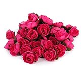 Lovoski 造花 花部分のみ 花びら 花ヘッド 結婚式　約50個 全5色 - ローズレッド