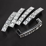 Demiawaking 取っ手 ツマミ アクリル ダイヤモンド ステンレス製 ハンドル 5本セット 64mm ネジ付き