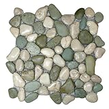 ガラス海グリーンとホワイトPebbleタイルサンプル