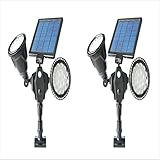 パティオ/プール/入り口/ポーチ/ガーデン/裏庭36 LEDスーパー屋外庭照明ソーラー風景ライト二重ヘッドモーション誘導芝生フロアランプ (冷たい白色の光 2パック)