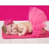 ベビー用チュール フラワーデザイン ヘアバンド付(レッド)