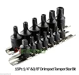 15pc 1 / 4 " & 3 / 8 "ドライブインパクト改ざん防止スタービットTorxビットセット自動ツール