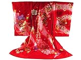 女児 お宮参り 着物 正絹 長襦袢 セット 産着 祝着 金加工入り un-32 赤