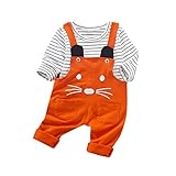 Tovadoo 子供服 ベビー服 男女共用 トップス+サロペット 多色 セットアップ 長袖 秋冬 縞模様 キャラクター柄 可愛い 部屋着 保育園