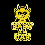 パンダ Baby in car カッティングステッカー イエロー 黄