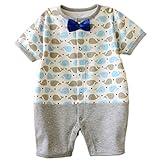【SEBLES】ベビー 赤ちゃん 男の子 カバーオール ロンパース 半袖 ラウンドネック セットアップ プリント コットン 綿 ボトムス 春 夏 0歳 3ヶ月 6ヶ月 12ヶ月(タイプF,80cm)