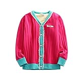 PANCY 子供服 秋冬 防寒綿服 長袖ジャケット 裏起毛カーディガン 男の子 女の子(100cm,ローズ)
