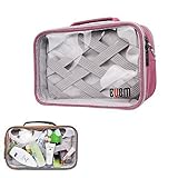 BUBM防水旅行Anti Scratch Beauty化粧品バッグCosmetic Case with壁フックハンガーBig容量 Double layer ホワイト BUBMca-Transbag-C