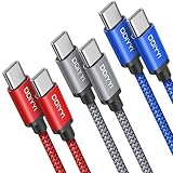 DDIYYI USB C Type C to Type C ケーブル [2m 3本] 【PD対応 60W急速充電】USB C to C PD ケーブル タイプc ケーブル 高耐久ナイロン 断線防止 iPad mini6、MacBook、Galaxy、iPad Pro/Air、Pixel 等USB-C機種対応 赤、灰、青色