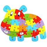 Hippo educational-funny-wooden-blocks-animals-kid-children-toy-alphabet-puzzle-jigsaw