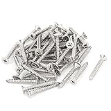 uxcell　フィリップス　セルフタッピングねじ　ステンレス鋼　3.9mm x 32mm　フラットヘッド　50個入り