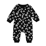 (プタス)Putars ベビー服 子供服 ロンパース 男の子 長袖 総柄 ブラック 可愛い 秋 冬 新生児 歩行服 出産お祝い 記念日 プレゼント 0-18ヶ月