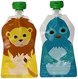Squooshi Reusable Food Pouch, Large Panda/Walrus, 4.5 Ounce, 4-Count　幼児用　ボトル　130ml　4本セット