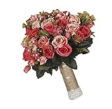 結婚式の花束写真の小道具人工花[赤いバラ]