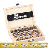 SHINA 　木工用ボアビット5本セット　木工ドリル　 穴あけ 　ドリルビットセット　タングステンカーバイド　面取り　彫刻　プロフェッショナルレベル (KKQ-P24-30)