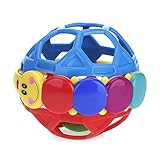 HuntGoldベビーキュートプラスチックRattle ShakeボールベルBendy Ball Toy Kids '教育ギフトブルー