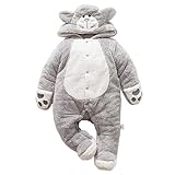 Hzjundasi ベビー 猫の形 動物の形 ロンパース 新生児 幼児 フード付き 保暖 防寒 長袖 コットン ジャンプスーツ 秋冬 アウターウェア 出産祝い 服装