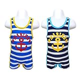 ベビー 水着 スイムウエア Whole ホール 男の子 スイムグレコ UVカット マリンテイスト ボーダー イカリ 男児 ベビー (1.サックス/95cm)