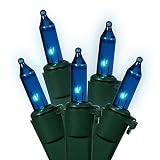 Vickerman Heavy Duty Blue Mini Christmas Lights with Green Wire Connect 6, Set of 150 by Vickerman