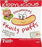 Kiddylicious Strawberry Fruity Puffs 7mth+ (10g) Kiddyliciousイチゴフルーティーパフの7Mth + （ 10グラム）