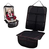チャイルドシートマット シートカバー WoNiu 車保護シート 座席保護 オックスフォード生地 防水 滑り止め 取り付け簡単 安全 （ブラック）