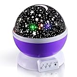 照明ランプ、回転コスモスStarry Night Moon Starプロジェクタ4 LEDビーズ360度プロジェクタ子供ベッドルームランプ パープル