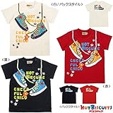 (ミキハウス) MIKIHOUSE ホットビスケッツ（HOT BISCUITS）スニーカープリント☆半袖Tシャツ (100cm, 赤)