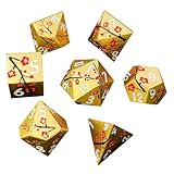 JUSHU(小さな店)サイコロ 多面体 ダイス メタル 多面体サイコロ 7個入り D20 D12 D10 D8 D6 D4 Dungeons and Dragons 、DND、 TRPG、 MTGなどテーブルゲーム用テーブルゲーム ロールプレイングボードゲーム ギフト (ゴールド)
