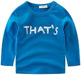 [スゴフィ]SGFY　 ボーイズ Tシャツ スウェット 女の子 男の子 キッズ ベビー トレーナー パーカー 長袖 子供服 おしゃれ かわいい 秋 冬 プリント 英文字 4色 (90cm, ブルー)