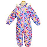 ジャンプスーツ 防寒 カバーオール ベビー スキーウェア 中綿 着ぐるみ スノーコンビ 防寒つなぎ 雪遊び スノーウェア t-b65680tm 90cm ピンク