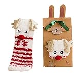 靴下　ソックス温暖 ふわふわ もこもこ かわいい クリスマス 動物 可愛い 抗菌 防臭　プレゼント お祝い 贈り物 (レッド)