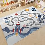 プレイマット ラグマット 子ども部屋 ベビー 新生活 キッズカーペット 道路柄 ゲーム 遊べる 3d柄 洗える 小学校 幼稚園 保育園 おしゃれ 薄手 滑り止めつき キッズルーム 冷房対策 掃除しやすい 80x120cm