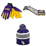 NCAA LSU Tigers SpiritスカーフWindyビーニー帽子とグリップ作業グローブ3パックバンドル