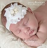 シンプルなのに存在感抜群！☆シャビーローズとラインストーンのヘアバンド☆ホワイト