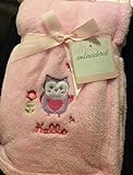 Ultra Soft Embroidered Hello Owl Baby Blanket by SL Baby Collection