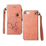 iPhone 7 ケース,iPhone 8 ケース,COOSTOREJPレトロエンボス加工ローズFlorals PUレザーケース磁気カードウォレット+取り外し可能な手首ストラップのデザインは、に適用す
