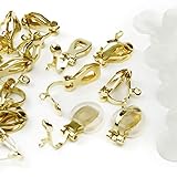 イヤリング パーツ クリップ式 ゴールド シルバー 2色 10ペア20個 シリコン カバー 付き アクセサリーパーツ ハンドメイド 手芸 金具 素材 (ゴールド)