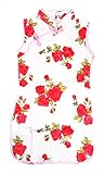 子供チャイナドレス 白地赤バラ柄　６号