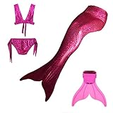 Pettigirl 子供用水着 水泳用テール モノフィン付き 女の子水着 4点セット 140