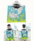 着るバスタオル 子供用 アニマルフード付き バスタオル フードポンチョ (シャーク)