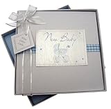 White Cotton Cards Baby Photo Album (Medium, Blue Pram, Bliss Range) by WHITE COTTON CARDS