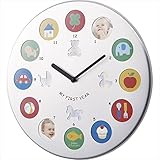 ベビークロックフレーム 【掛け時計 置き時計 フォトフレーム 赤ちゃん ベビー 写真 出産祝い かわいい 可愛い お祝い 12枚 F7349HT04】