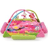 サンフラワー（SUNFLOWER） ベビージム・プレイマット　赤ちゃんのおもちゃ　インテリア・デコレーション　ベビー&マタニティ　大きいサイズ　男女兼用　デラックスジム　9個おもちゃが付き (ピンク)