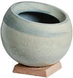 プラスガーデン 植木鉢カバー・木製台セット パラディスポット Φ180ｍｍ 底穴なし クリア 信楽焼 557-01