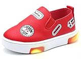 (ラクエスト) Laquest 光る 靴 ベビー キッズ 子供用 スリッポン フェイクレザー 柔らか 軽量 男女 幼児 シューズ (21/13.5㎝, レッド)