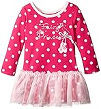 The Children 's Placeベビー女の子長袖ニットにメッシュドットドレス カラー: ピンク