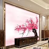 Sproud ピンクのロマンチックな桜リフレクション大きな壁画壁紙リビングルームベッドルーム壁紙絵画 Tv 背景 3 D 壁紙 300 Cmx 210 Cm