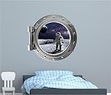36 " PortScapeインスタントスペースウィンドウLunar Astronaut # 3舷窓壁グラフィックデカールステッカー壁画ホームKids Children Play部屋アート装飾新しい
