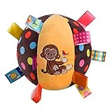 Davcor Moring 布のボール 丸い カラフルなベルのボール クロースボール ぬいぐるみ ガラガラ 想像力を育つ 指先遊び 知育玩具 柔らかい 可愛い モンキー